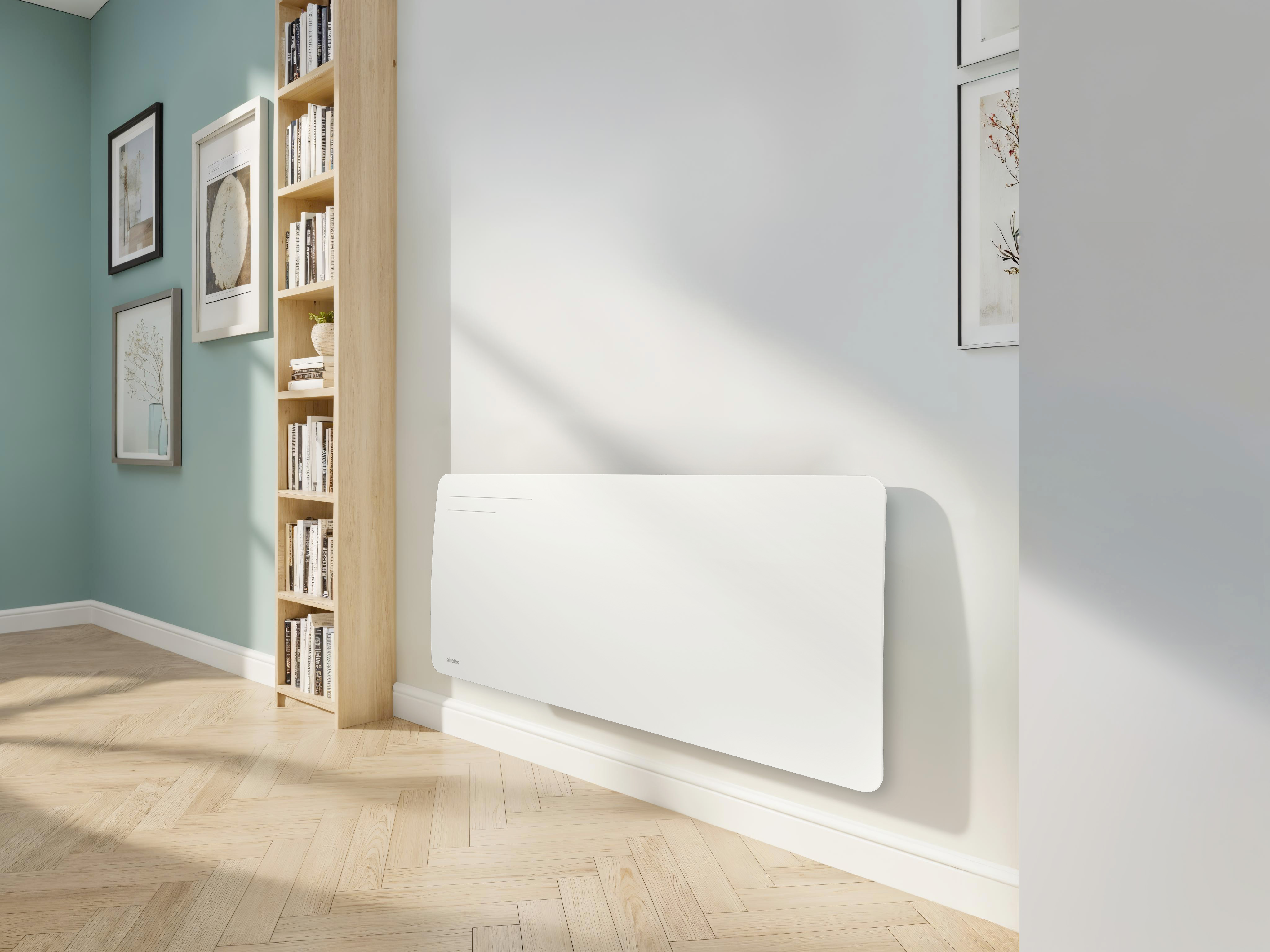 Radiateur à inertie céramique connecté Airelec EVOLUS 2000W blanc en situation