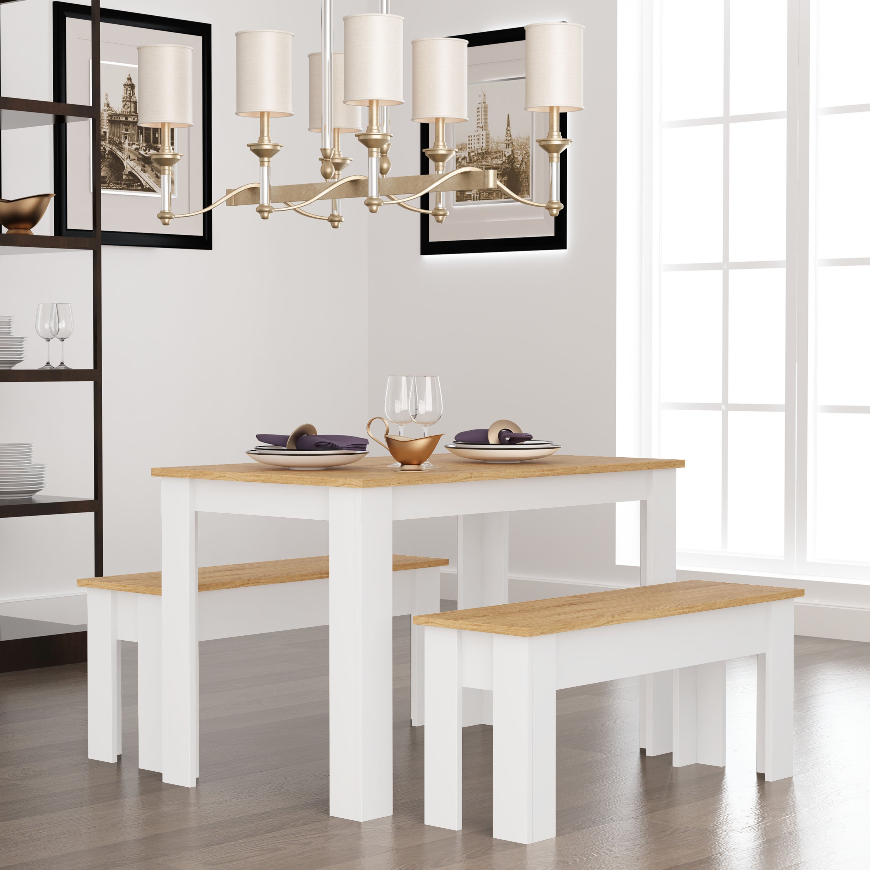 GALANO Cubbot Dining Set wooden dining table with bench modern