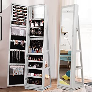 DlandHome Jewelry Armoire with Full Length Mirror 3