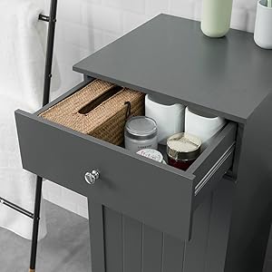 Mobile Portabiancheria Per Bagno Con Cesto | L78 X P38 X A90 Cm, Bianco - Con Cassetti - Foto 2