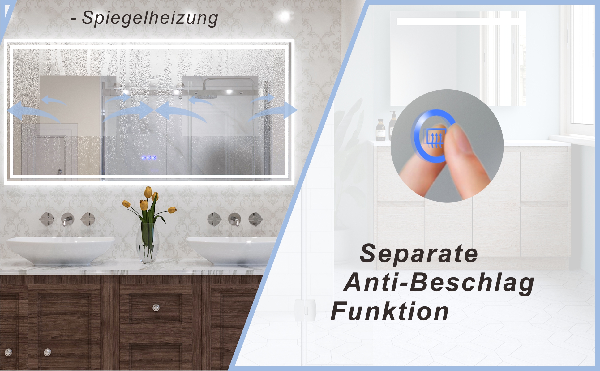 LED Bad Spiegel mit Licht Beleuchtung gross 140x70cm ESSENS Typ C