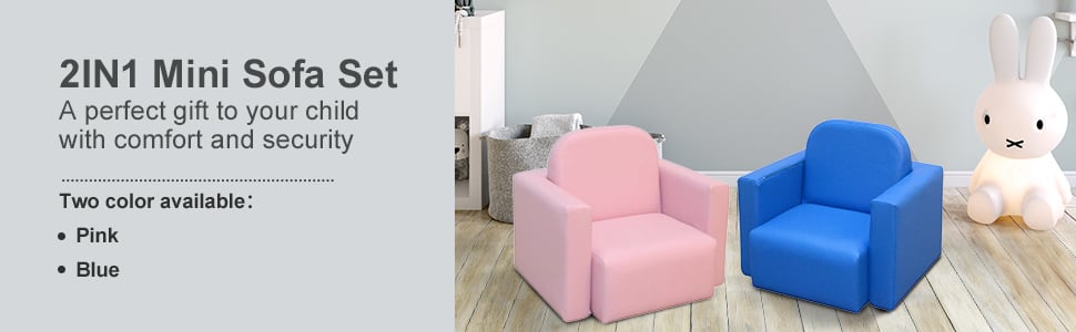 HOMCOM Kids Mini Sofa 2 In 1 Table Chair Set Armchair Seat For 3 Years Old Blue -Fatboy Sales Store