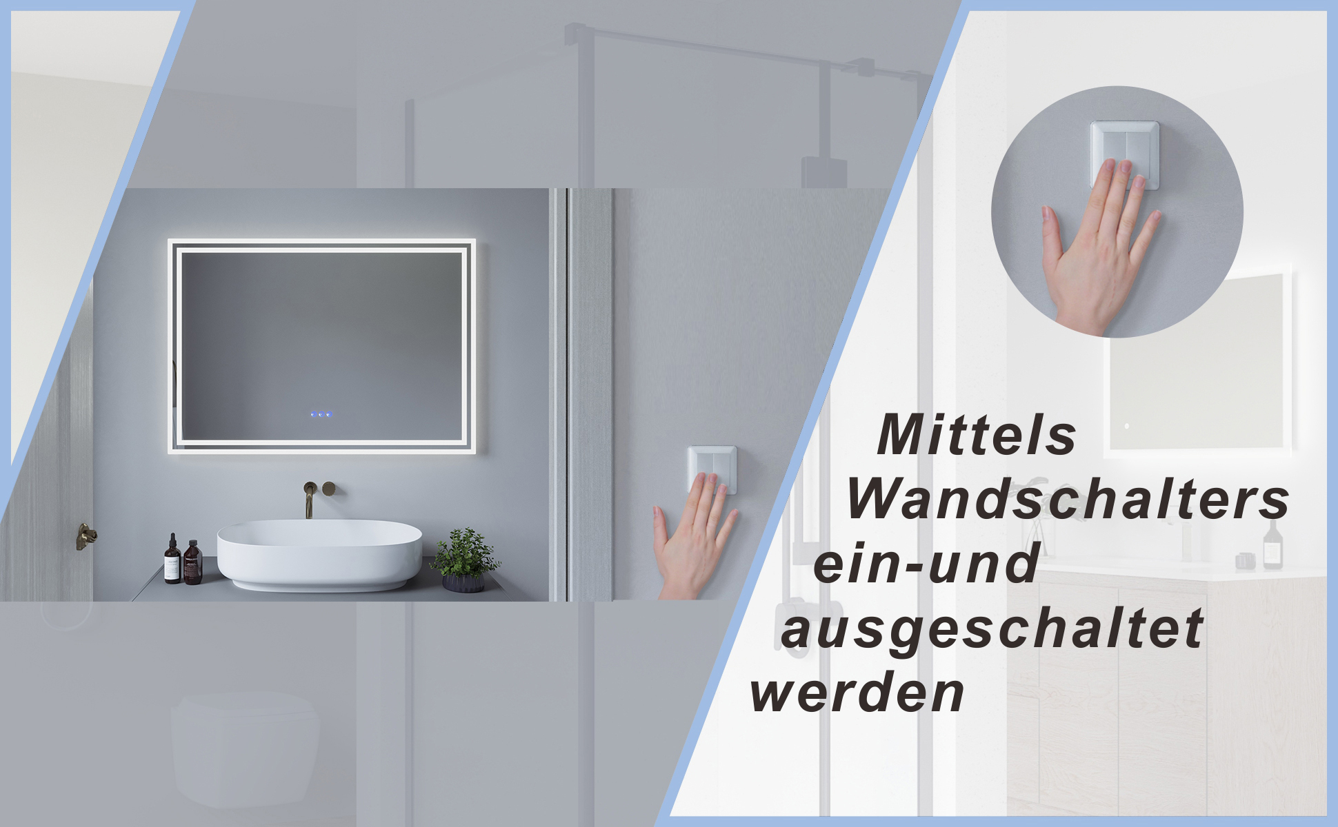 LED Spiegel mit Beleuchtung für Badezimmer 100x70cm ESSENS Typ C