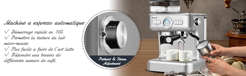 COSTWAY Machine à Café Automatique Avec Broyeur - 30 Niveaux De Poudre De Café Réglables Cafétière Automatique 1350W Température Réglable Accessoires Complets Pour Maison,Bureau,Café -Machine À Café AAHKMJXYDAFdJAOAIMEbOAchlkWZ0oakZn uVZ0mPidMNbILvCvspZ4oG3fPgIqc1P05C5SmPDKg0UZdk7akth5A3MKt8FdWfosUAeTQMM0Ia