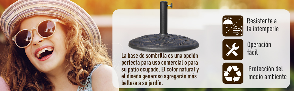 Outsunny Base de sombrilla tipo Pie para Parasol Soporte de resina