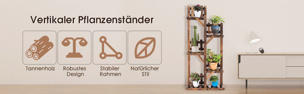 COSTWAY Pflanzenregal Blumenregal, Blumenstaender Holz, Blumentreppe