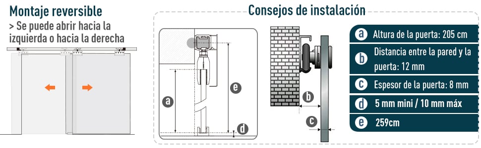 HOMCOM Puerta Corredera de Cristal Satinado 102,5x205 cm Puerta Corrediza  con Riel Tirador y Cristal de Seguridad Translúcido