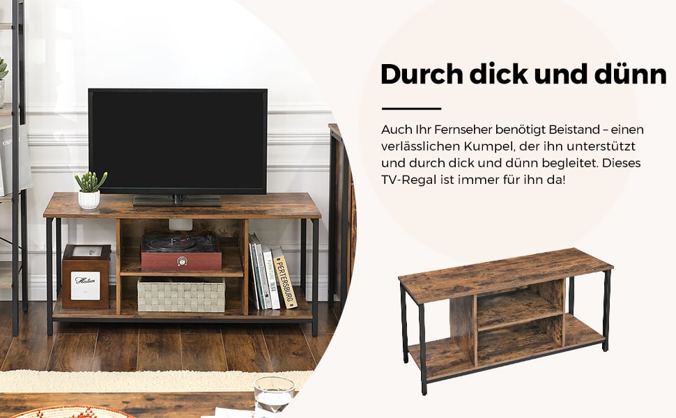 VASAGLE Soporte para TV, Mesa de Consola con Almacenamiento Abierto