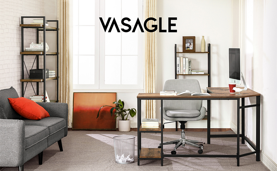 VASAGLE Computertisch im Industrie-Design, Schreibtisch, stabiles