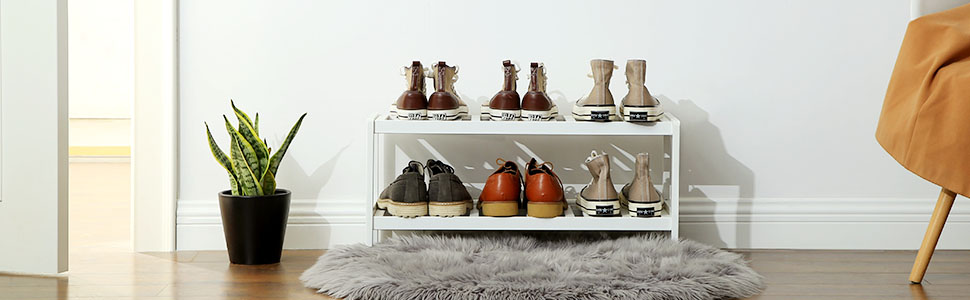 Étagère à Chaussures à 4 Niveaux, Rangement Chaussures 12 Paires Au Design Lattes Pour Entre Placard En Bambou 76 X 33 X 67 Cm Effet Bois Natu  F849712f Bf75 5b78 A4b8 35e81c39bb46