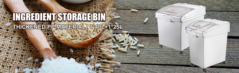 VEVOR Bo?te De Stockage De Riz Bacs à Farine Céréales Sur Roulettes 2PCS (40L + 25L) 10 Conteneur de Riz