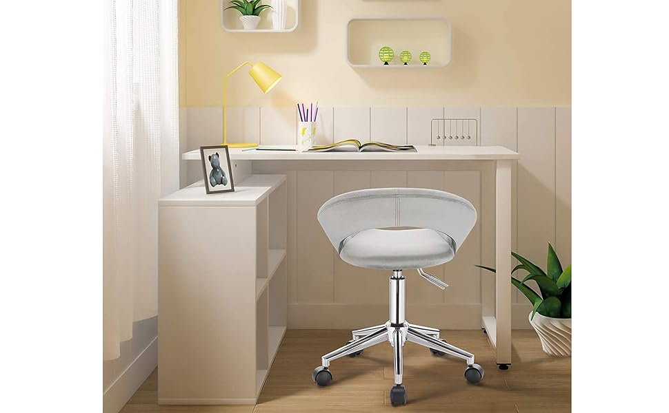 WOLTU Sedia Da Scrivania Poltrona Da Lavoro Ufficio Con Ruote In Acciaio Grigio -Ufficio E Casa