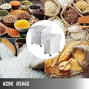VEVOR Bo?te De Stockage De Riz Bacs à Farine Céréales Sur Roulettes 2PCS (40L + 25L) 16 bac a farine