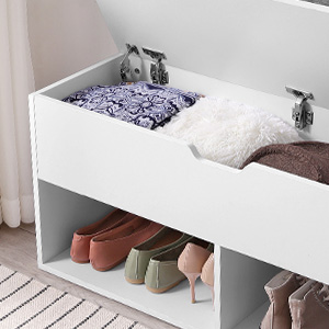 VASAGLE Banco para Zapatos, Almacenamiento con 2 Compartimentos