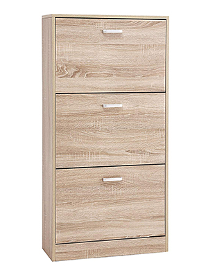 VASAGLE Armario de Zapatos con 3 Puertas Abatibles, Zapatero de Madera