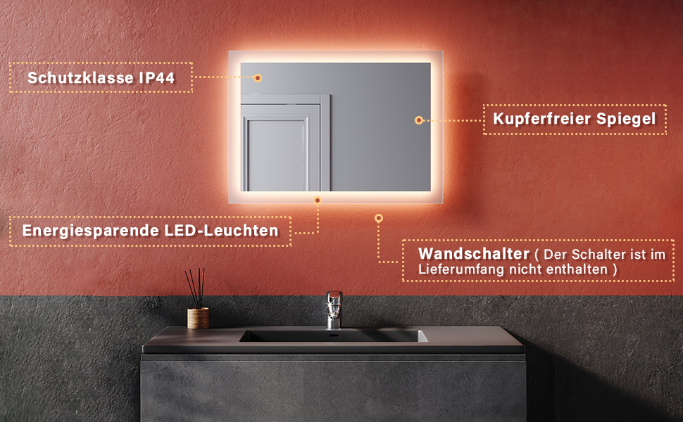LED Badspiegel Lichtspiegel Badspiegel mit Beleuchtung