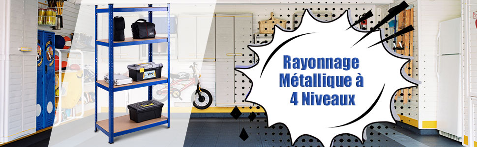 Rayonnage métallique à 4 niveaux