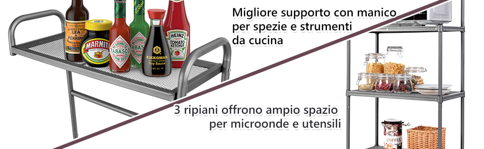 Scaffale Per Forno A Microonde Da Cucina Da 1 Pezzo Con Griglia In Metallo,  Ripiano Per Condimenti Per Frutta, Verdura, Organizer Per La Casa Per  Cucina, Angolo, Camera Da Letto, Bagno, Casa