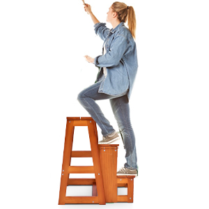 Sgabello Scala GOPLUS Pieghevole - 3 Gradini In Legno, Portata 150 Kg | Multiuso Per Casa - Foto 4