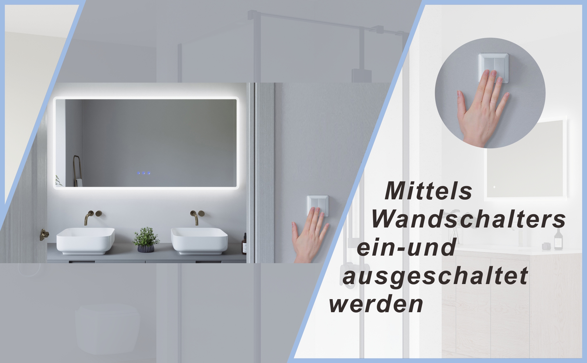 LED Badspiegel mit Beleuchtung groß 140x70cm BORAS Typ C