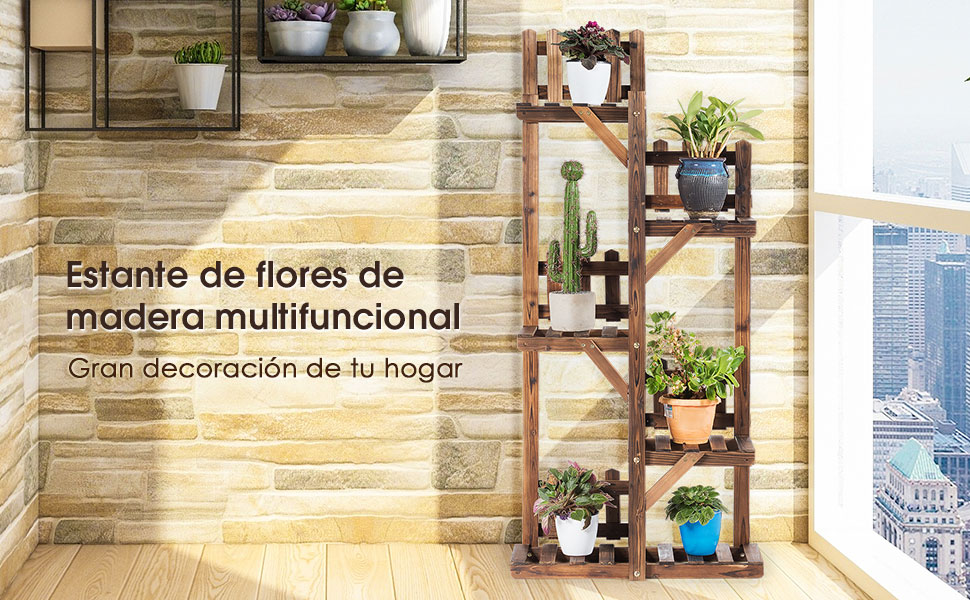 Soporte para Plantas de Madera Eestantería para Flores Estante Escalera