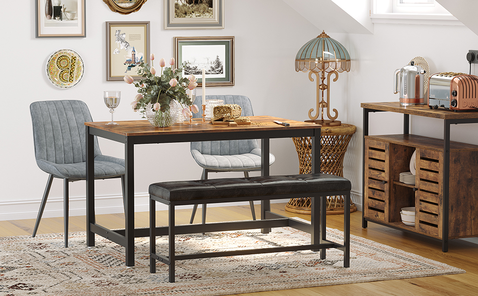 VASAGLE Banco Comedor Tapizado, Banco Asiento Acolchado de PU