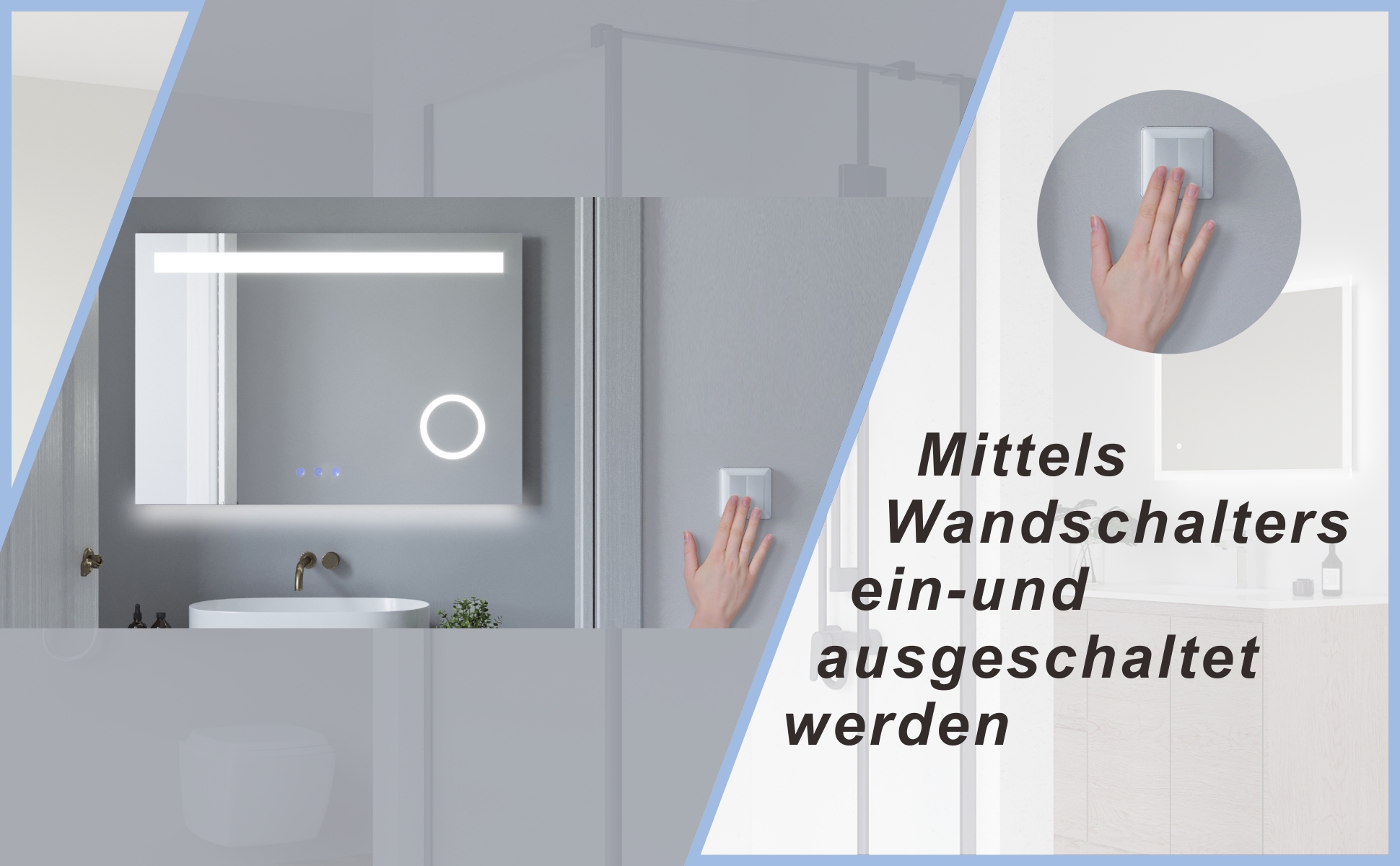 Badspiegel mit LED Beleuchtung Kosmetikspiegel 100x70 DALES Typ C