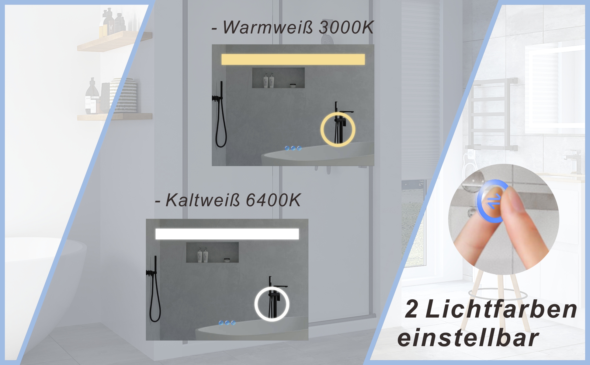 Badezimmerspiegel mit LED Licht Kosmetikspiegel 80x60cm DALES Typ C