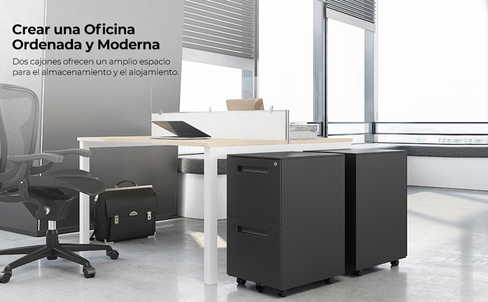 Gabinete de Archivos Móvil, con 2 Cajones, Cierre, para Documentos de
