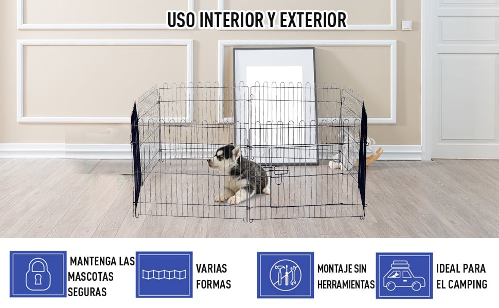 Parque para cachorros de perros Pawhut plata 63x91 cm acero