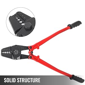 VEVOR Pince à Sertir Hydraulique 24", Pince Coupe Cable Acier Allié, Pince à Sertir 5 Rainures Pour Manchon 1/16'', 3/32'', 1/8'', 5/32"et 3/16" 11 Pince à Sertir Hydraulique