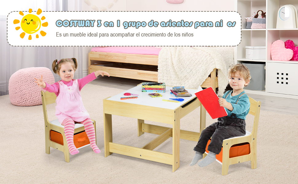 Juego de Mesa y 2 Sillas para Niño