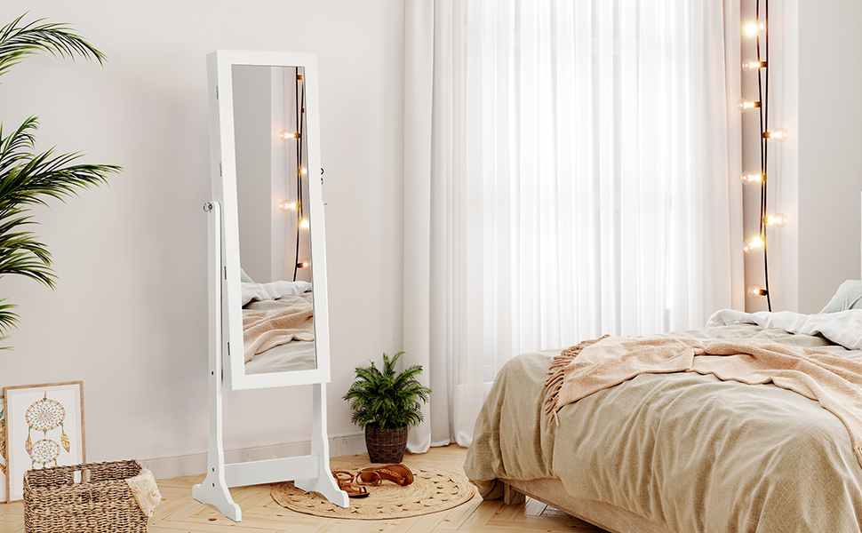 Schmuckschrank Spiegelschrank abschließbar mit LED Beleuchtung 154cm