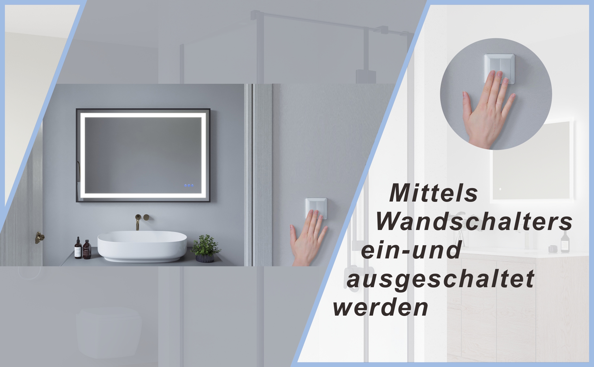Badspiegel mit LED Licht Schwarzer Rahmen 60x80cm SAUTENS Typ C