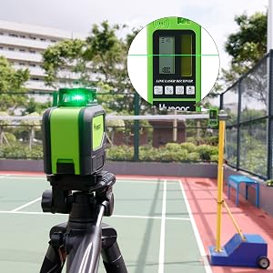 Mode impulsion à l'extérieur: ●Portée de travail de 50-60m à l'aide du Détecteur Laser LR-6RG ou LR510 (S'il vous plaît acheter séparément). ●Le récepteur haute performance enregistre vos lectures dans une plage allant de 50 à 60 m et émet un accusé de réception non seulement visuellement, mais aussi acoustique. ●Rappel de voyant lumineux en mode impulsion.