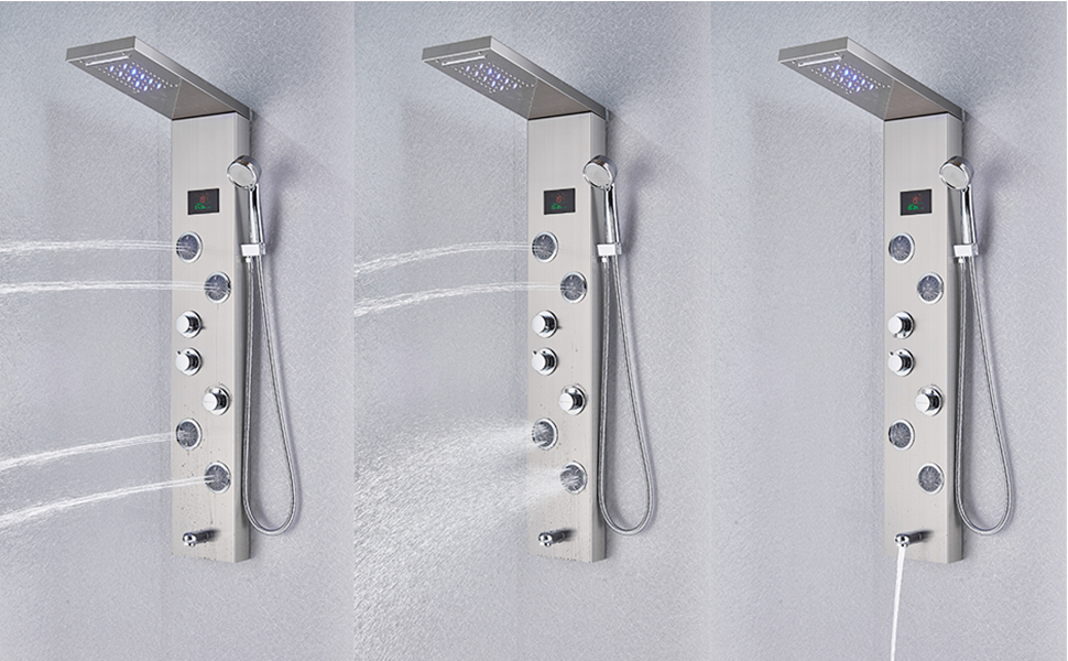 shower tower with temperature display