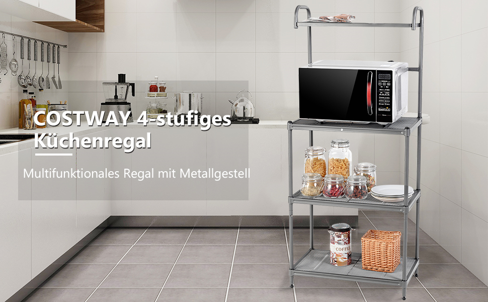 Küchenregal 4-stufig für Mikrowelle