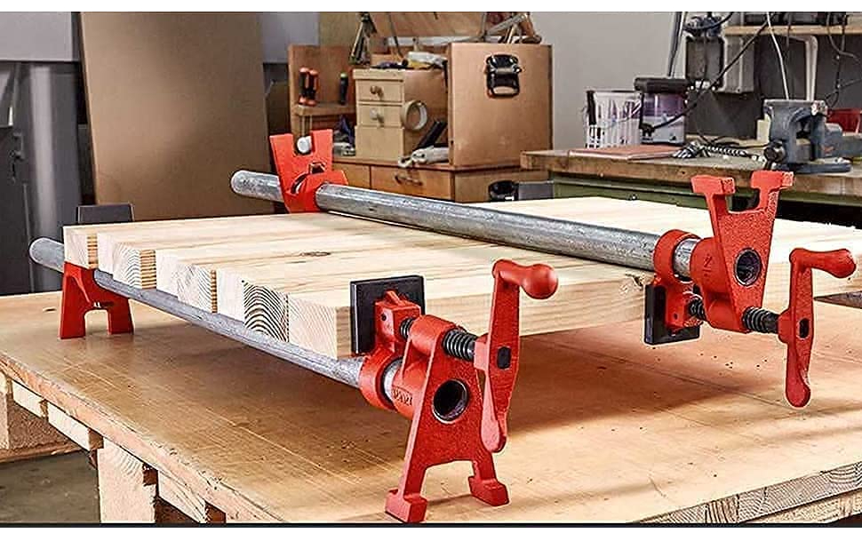 4 sets Clamp Schraubzwingen-Set, Rohr-Schraubzwinge Silber F Klemmen Schnellspanner Clamp Wood Clamp