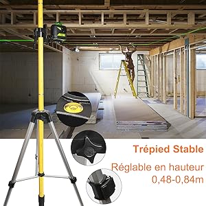 Configuration stable: ●Le trépied réglable de 48 cm à 84 cm aide à installer le mât, une pince à vis sur le côté de la tête stabilise le mât de sorte qu'il ne bouge pas. ●Une petite bulle est intégrée dans la tête pour vous aider à localiser. ●Le pied et la plaque de tête ont une surface antidérapante et la plus grande zone de force renforce la fixation de l'extrémité du pied et de la tête. ●Le puissant ressort de 5 cm offre une plus grande plage de réglage et une exigence fixe plus stable.
