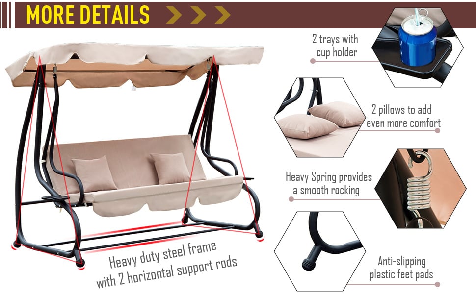 Outsunny 2-in-1 Garden Swing Chair For 3 Person W/ Adjustable Canopy Light Brown -Outdoor Furniture Store AAHKMJXYDAFdJAOAIMEbOAchlkWZ0oakZn uVZ0mPidMNbILvCvspZ4oG3fPgIqc1P05C5SmPDKg0UZdk7akth5Aa dk04uORlGisDJtOMQ2BehDdFvWAeumRf5gDuI3GuB4GIe2NV4pr0efp QwXPBxiL0oXzes48F