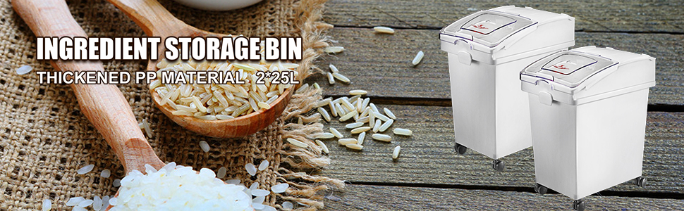 VEVOR Bo?te De Stockage De Riz, Bacs à Farine De Céréales Sur Roulettes, 2PCS (25L) 10 Conteneur de Riz