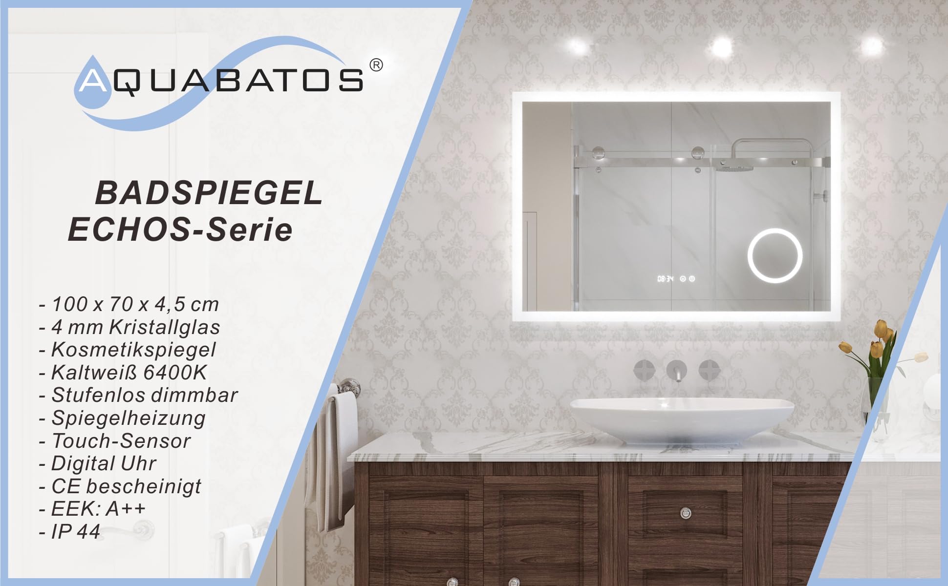 ECHOS Typ D Badspiegel mit LED Beleuchtung