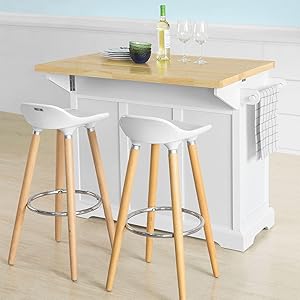 Desserte FKW71-WN Sur Roulettes Meuble De Cuisine De Service Roulant En Bois Avec Plans De Travail Rabattable, SoBuy -VIDAXL || Bosch || Whirlpool Soldes