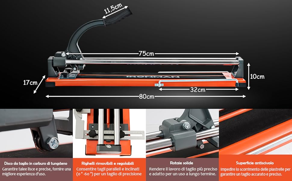 Tagliapiastrelle Portatile A Mano - Con Rotella In Carburo Di Tungsteno Per Taglio Preciso Piastrelle - Foto 11