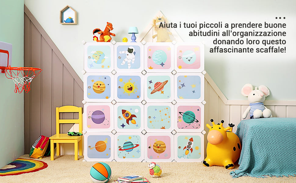 Lifeney Scatola contenitore con motivo pappagallo I Scatola portagiochi con  motivo a animali adatta a scaffali a cubo I Scatola portaoggetti per la  cameretta dei bambini – Giochi e Prodotti per l'Età