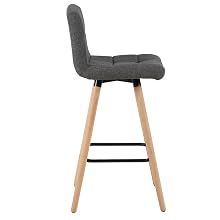 WOLTU Bar Stools Set of 2 PCS Soft Linen Seat Bar Chairs Breakfast Kitchen Counter Chairs Solid