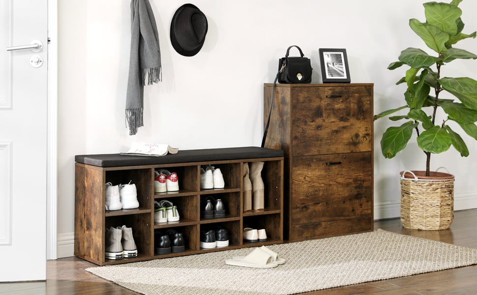 VASAGLE Banco para Zapatos, Repisa para Zapatos, Armario de