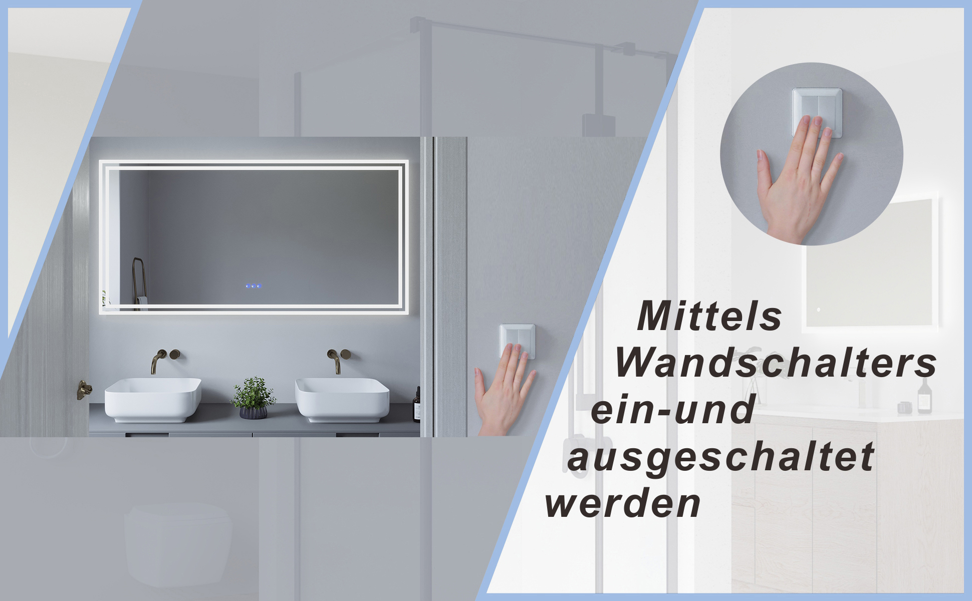 LED Bad Spiegel mit Licht Beleuchtung gross 140x70cm ESSENS Typ C