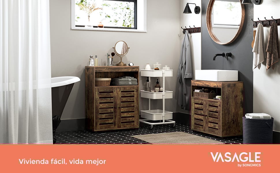 VASAGLE Mueble de Lavabo, Mueble de Baño, Armario de Almacenamiento, 60