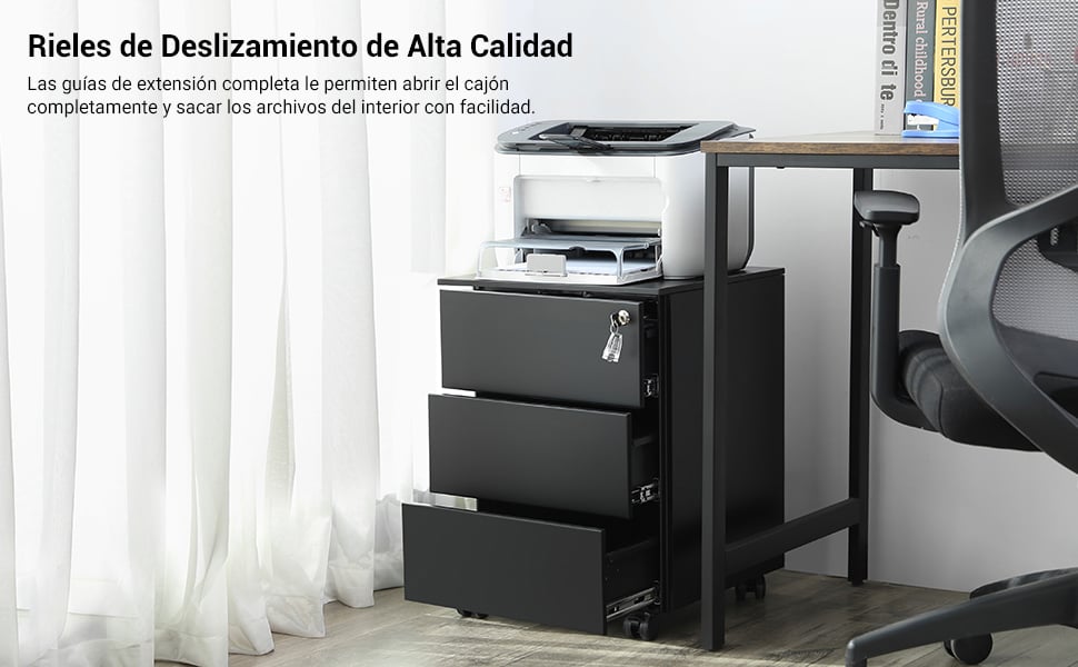 Gabinete de Archivos Móvil, con 3 Cajones, Cierre, para Documentos de